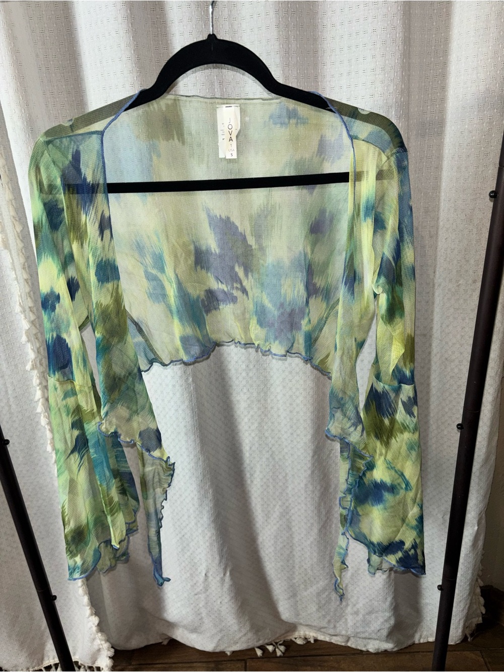 OVAN Lightweight Sheer Watercolor Shrug - Blue Green